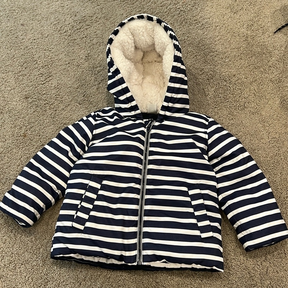 Petit Bateau Striped Winter Coat
